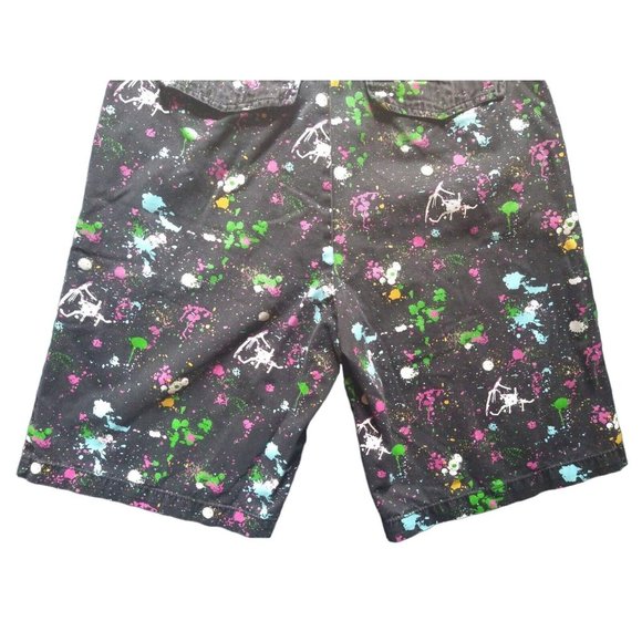 Chor Paint Splatter Multicolor Graphic Black Chino Shorts Men's Size 32 - Picture 6 of 8
